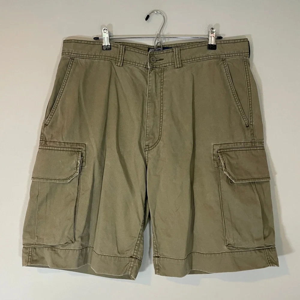 Polo Ralph Lauren Mens Cargo Shorts Khaki Green Cotton Twill Size 38 Classic 67